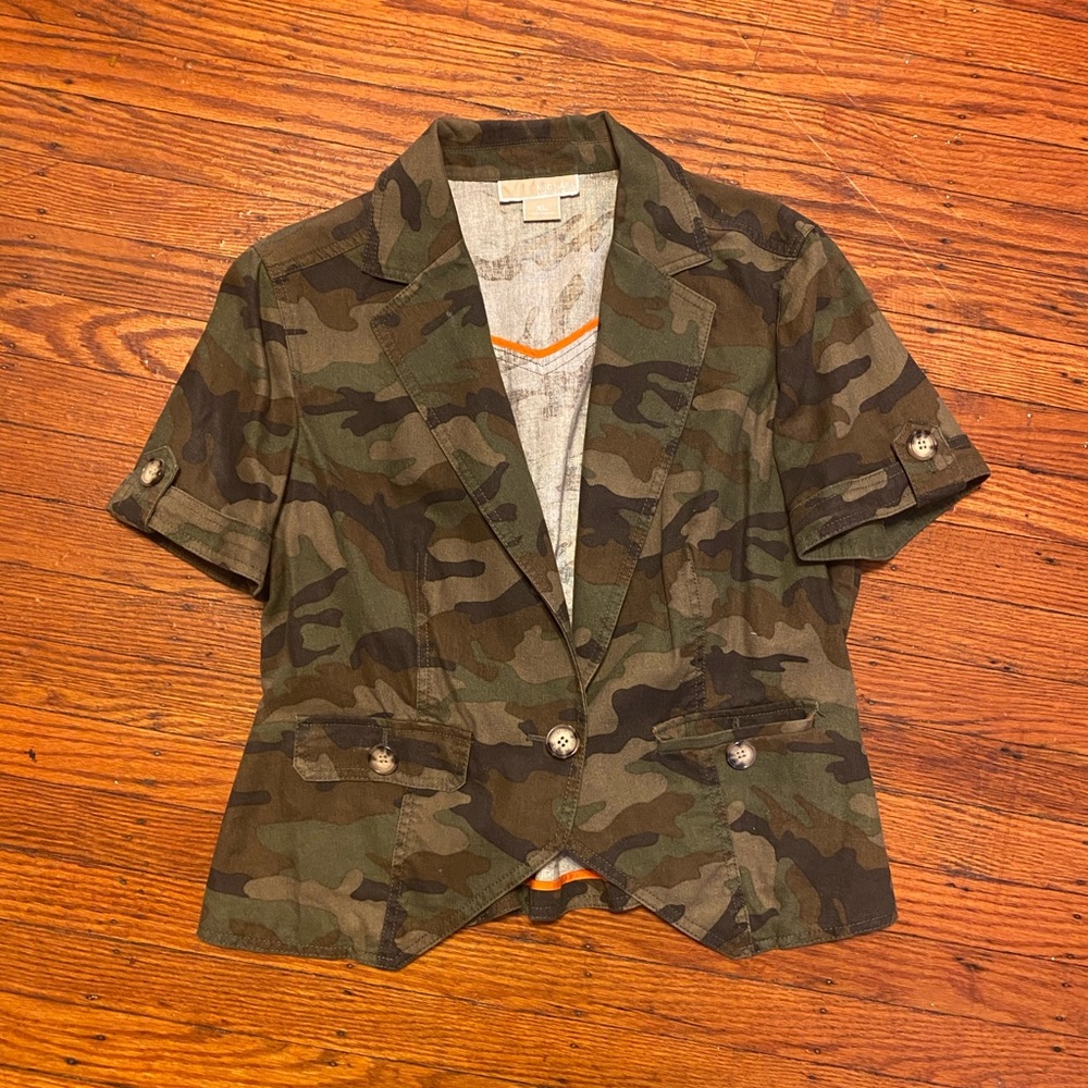 Michael Kors Camo Short Sleeve Blazer